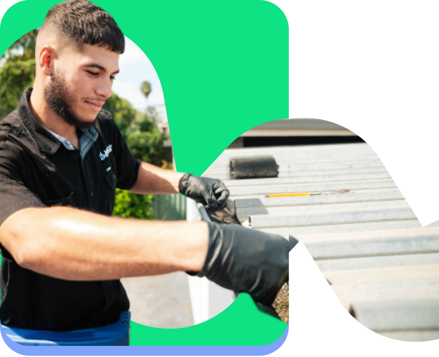 Jayco plumber cleaning a gutter